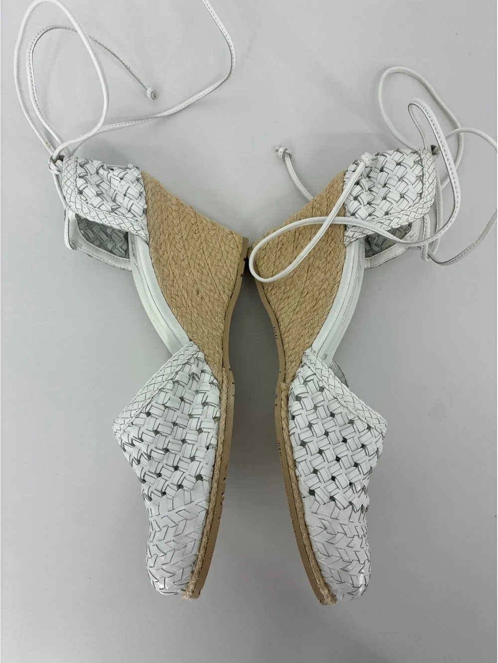 Donald J Pliner White Woven Leather Espadrille Wedge Sandals Size 7M